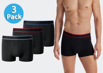 3er Pack Mnner Shorts SCHIESSER 95/5 - schwarz mit Farbakzenten
