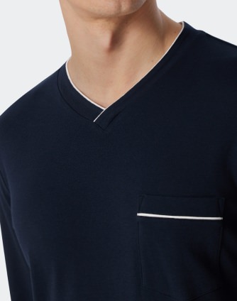 Men's Nightgown SCHIESSER Fine Interlock - dark blue