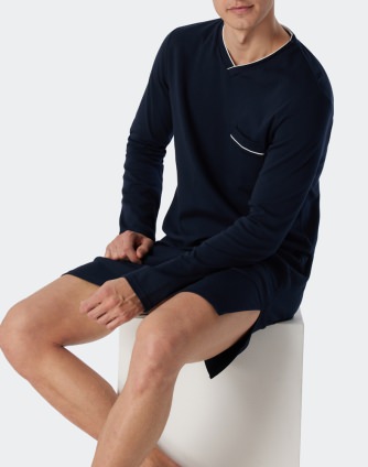 Men's Nightgown SCHIESSER Fine Interlock - dark blue
