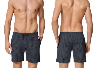 Men's Long Boxer Shorts SCHIESSER Mix & Relax - dark blue patterned