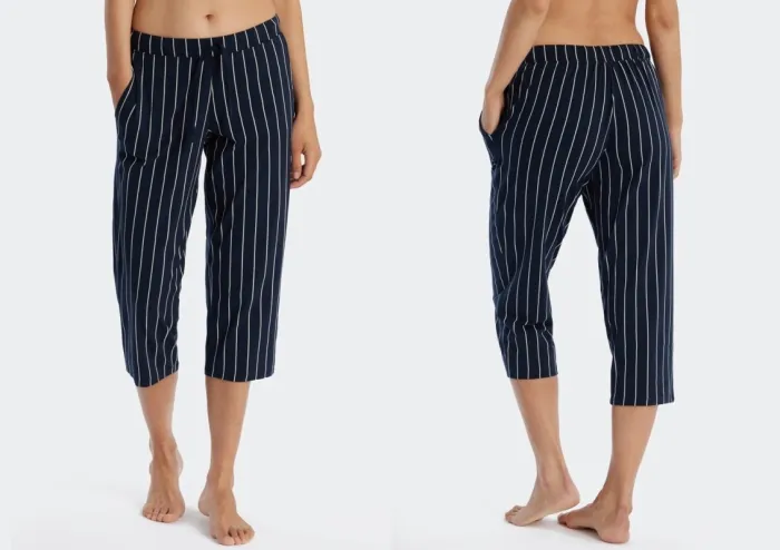 Damen Hose 3/4 lang Schiesser Mix & Relax - dunkelblau gestreift Damen Hose 3/4 lang Schiesser Mix & Relax - dunkelblau gestreift