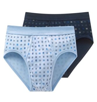 2-Pack Men's Fine Rib Sports Briefs SCHIESSER Cotton Essentials - dark blue