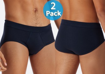 2-Pack Men's Sports Briefs SCHIESSER Cotton Essential Fine Rib - navy blue