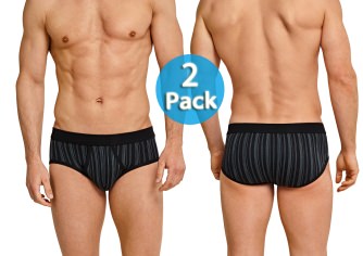 2-Pack Men's Sports Brief Fine Rib Schiesser Original Classics - black striped