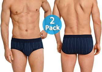 2-Pack Men's Sports Brief Fine Rib Schiesser Original Classics - dark blue striped