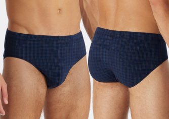 Men's Mini Briefs SCHIESSER Cotton Casuals - dark blue plaid