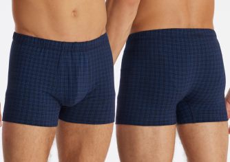 Men's Boxer Briefs SCHIESSER Cotton Casuals - dark blue plaid