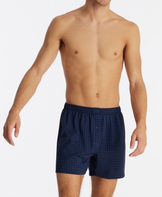 Herren Boxershorts SCHIESSER Cotton Casuals - dunkelblau kariert