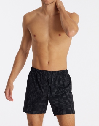 Herren Boxershorts SCHIESSER Cotton Casuals - schwarz gepunktet