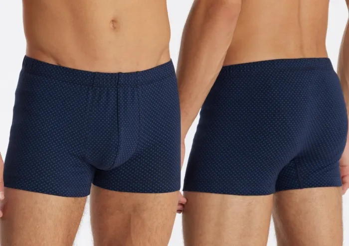 Herren Shorts SCHIESSER Cotton Casuals - dunkelblau gepunktet