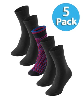 5-Pack Men's Socks SCHIESSER Bluebird - 4x black and 1x red curled