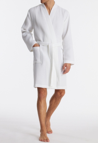 Men's Bathrobe SCHIESSER Essentials Waffle Piqu Look - white