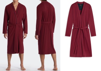 Herren Bademantel SCHIESSER Fine Interlock Essentials - bordeaux