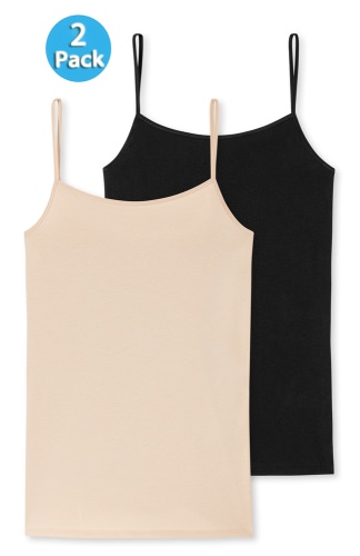 2-Pack Women's Top Vest Schiesser 95/5 - black and sand