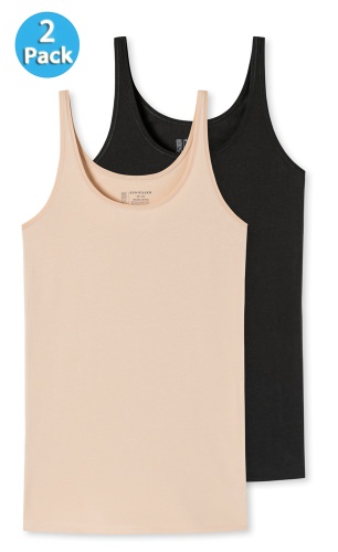 2er Pack Damen Trgertop SCHIESSER 95/5 - schwarz und sand