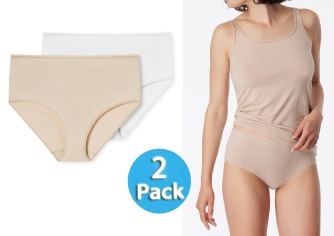 2-Pack Women's Midi Briefs SCHIESSER 95/5 - white and beige