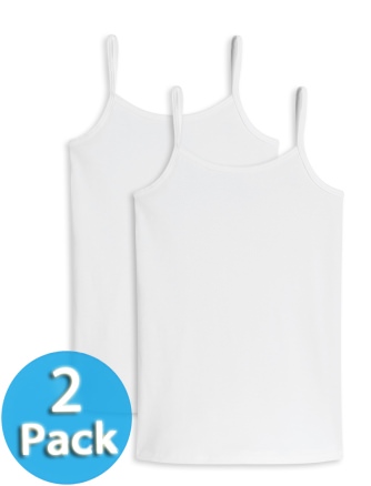 2-Pack of Girls' Vest Tops SCHIESSER 95/5 - white
