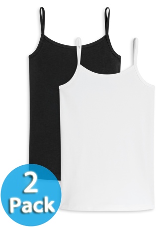 2-Pack of Girls' Vest Tops SCHIESSER 95/5 - white and black