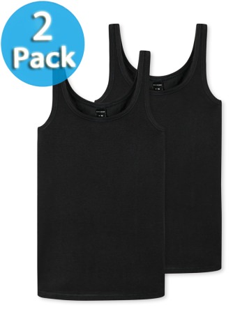 2-Pack of Girls Vest Tops SCHIESSER 95/5 - Black
