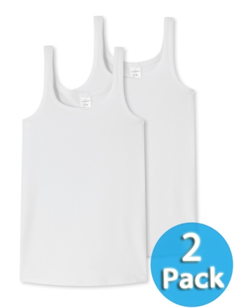 2-Pack of Girls Vest Tops SCHIESSER 95/5 - White
