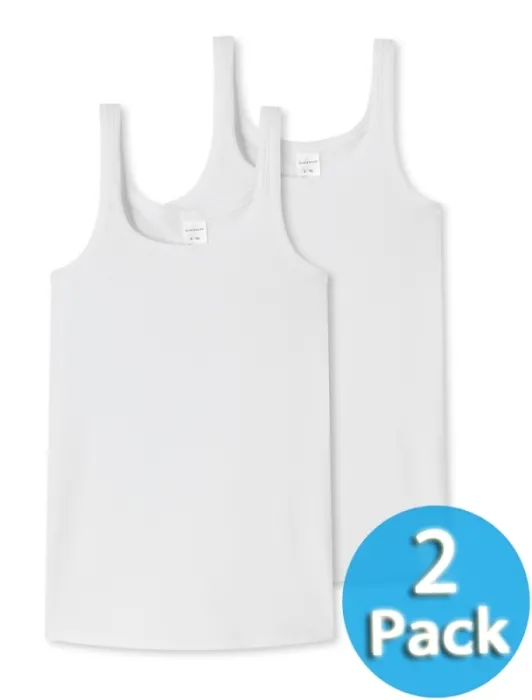 2er Pack Mädchen Tops 0/0 SCHIESSER 95/5 - Weiß 2er Pack Mädchen Tops 0/0 SCHIESSER 95/5 - Weiß