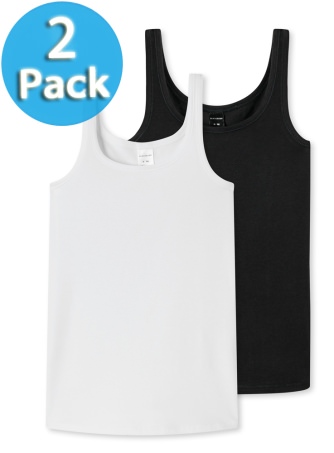 2-Pack of Girls Vest Tops SCHIESSER 95/5 - Black and White