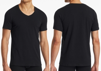 Herren kurzarm V-Shirt SCHIESSER Premium Cotton - schwarz