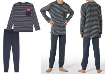 Jungen Schlafanzug Lang SCHIESSER Nightwear - dunkelblau graphit