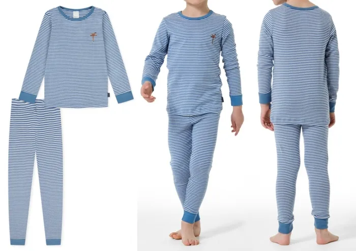 Jungen Schlafanzug Lang SCHIESSER Natural Love - blau
