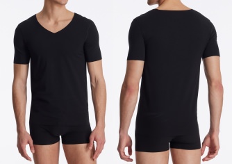 Herren Kurzarmshirt SCHIESSER Laser Cut - schwarz