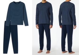 SCHIESSER Herren Schlafanzug Casual Essentials - blau