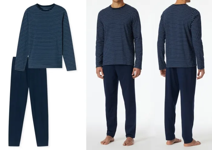 SCHIESSER Herren Schlafanzug Casual Essentials - blau SCHIESSER Herren Schlafanzug Casual Essentials - blau