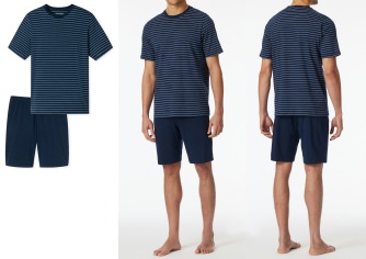 SCHIESSER Herren Schlafanzug Kurz Casual Essentials - blau