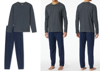 SCHIESSER Herren Schlafanzug Casual Essentials - anthrazit