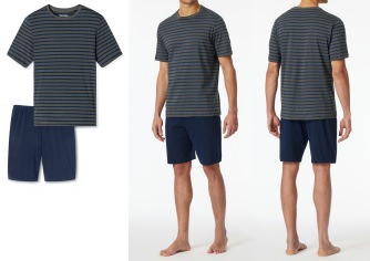 SCHIESSER Herren Schlafanzug Kurz Casual Essentials - anthrazit