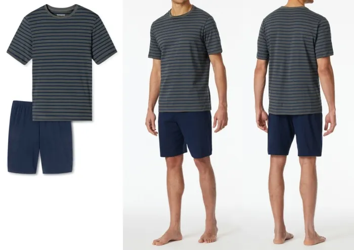 SCHIESSER Men's Pajamas Short Casual Essentials - anthracite