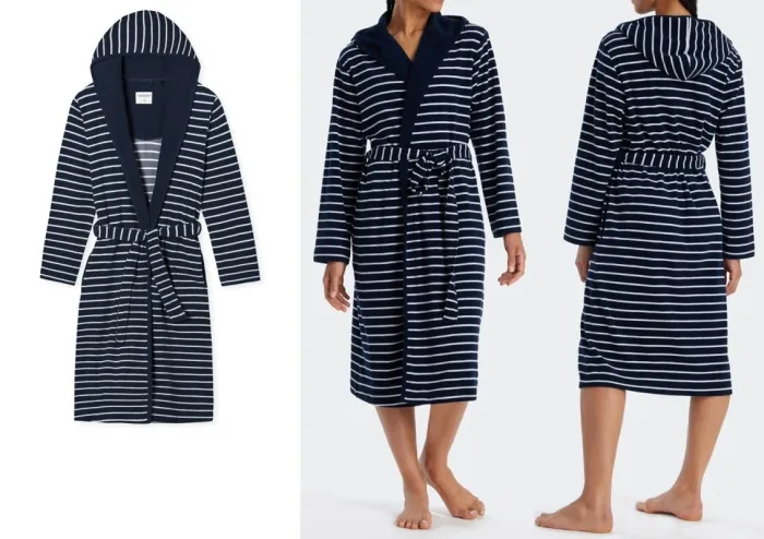 Damen-Bademantel SCHIESSER Feather Terry Navy/Weiß gestreift Damen-Bademantel SCHIESSER Feather Terry Navy/Weiß gestreift
