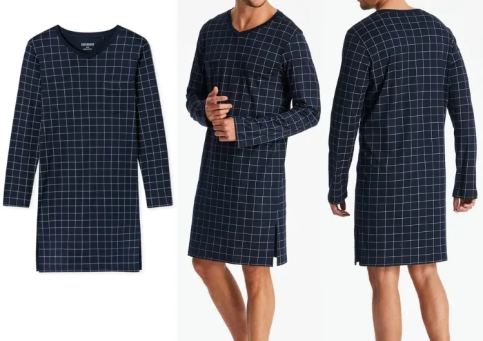 Herren Nachthemd SCHIESSER Fine Interlock - nachtblau Herren Nachthemd SCHIESSER Fine Interlock - nachtblau