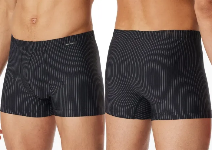 Herren Shorts SCHIESSER Pure Micro - schwarz gestreift
