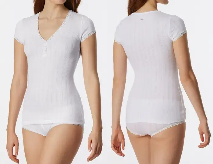 Damen Shirt kurzarm SCHIESSER Revival Agathe - weiß Damen Shirt kurzarm SCHIESSER Revival Agathe - weiß