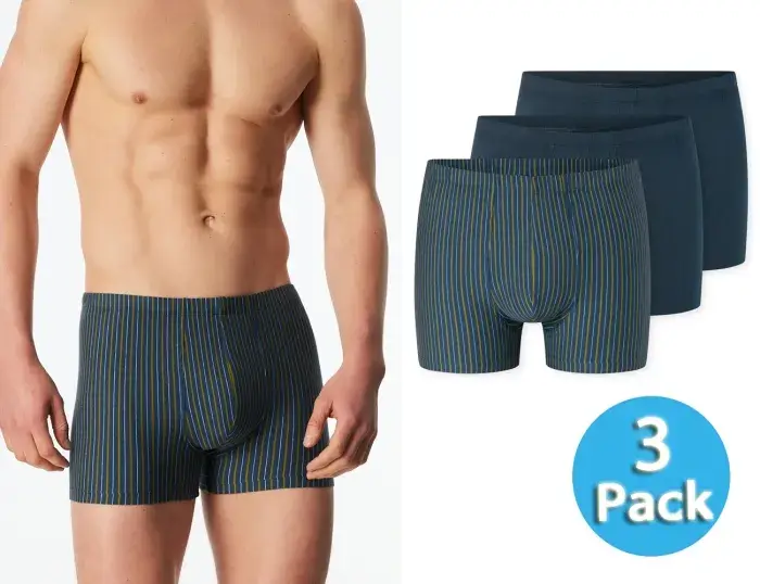 3er-Pack SCHIESSER Herren Shorts 95/5 gestreift - Dunkelblau/Grün 3er-Pack SCHIESSER Herren Shorts 95/5 gestreift - Dunkelblau/Grün