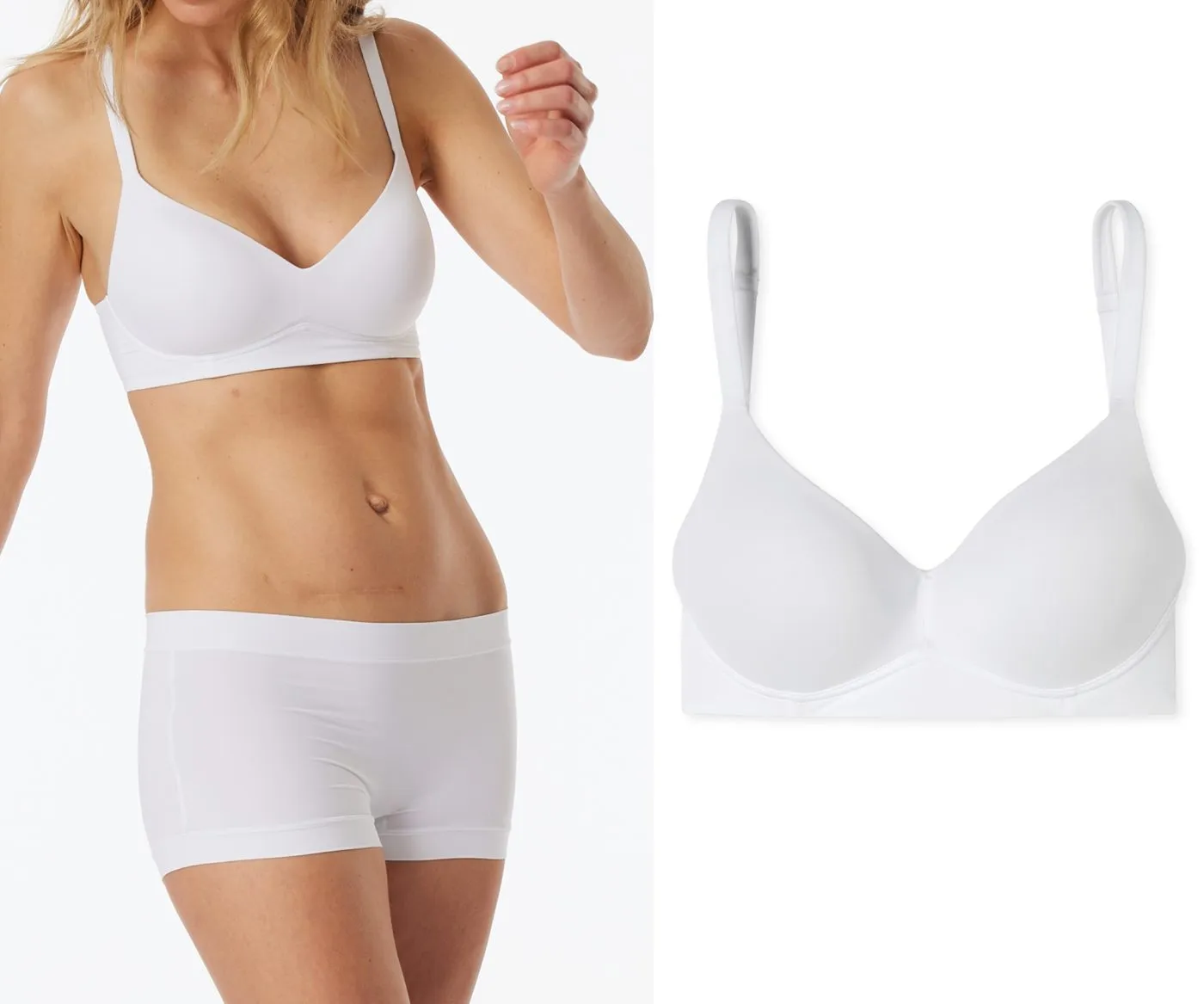 SCHIESSER Women's Soft Bra with Cups Unique Micro - White