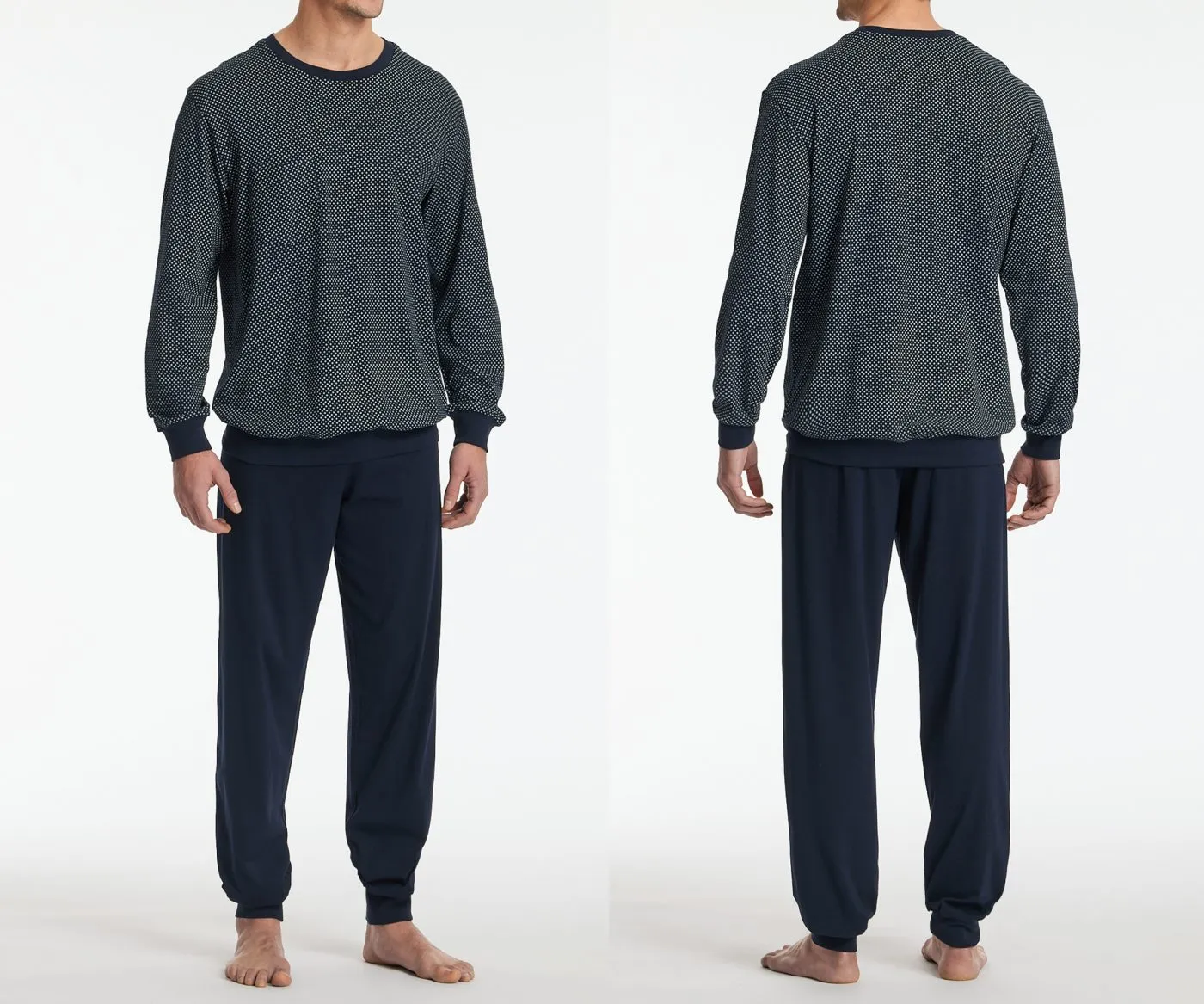 SCHIESSER Herren Schlafanzug lang Comfort Essentials - Nachtblau