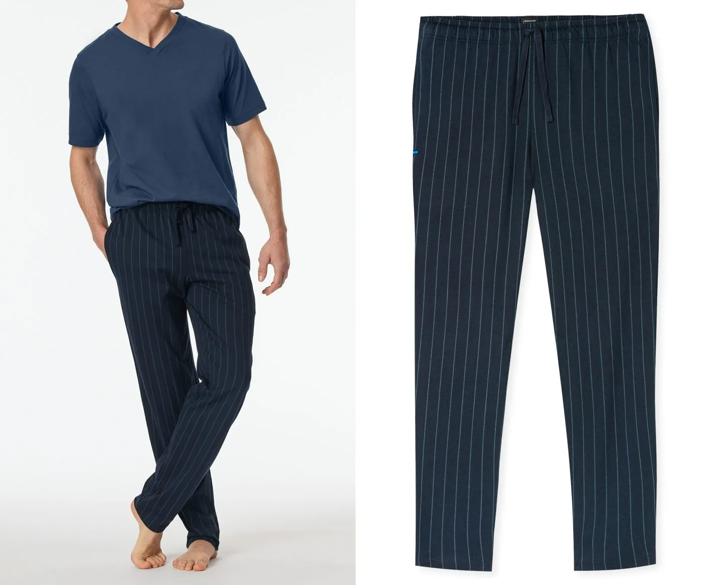 SCHIESSER Herren Schlafhose lang Mix+Relax - Nachtblau