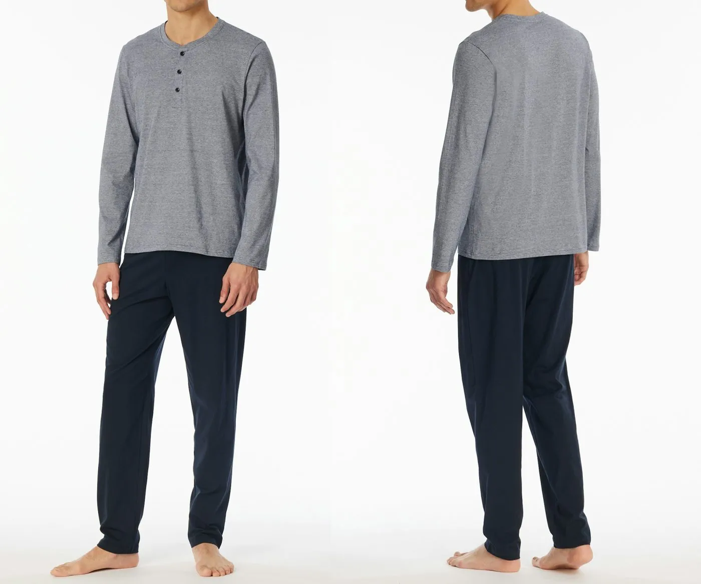 SCHIESSER Men's Long Pyjama Set Casual Essentials - Midnight blue