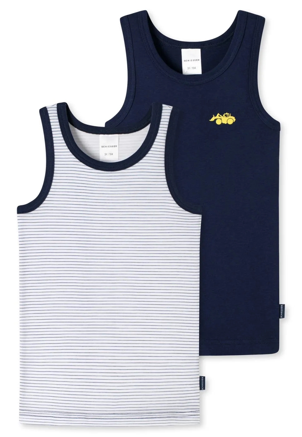 SCHIESSER Jungen Unterhemd Fine Rib Doppelpack Bagger - Mehrfarbig