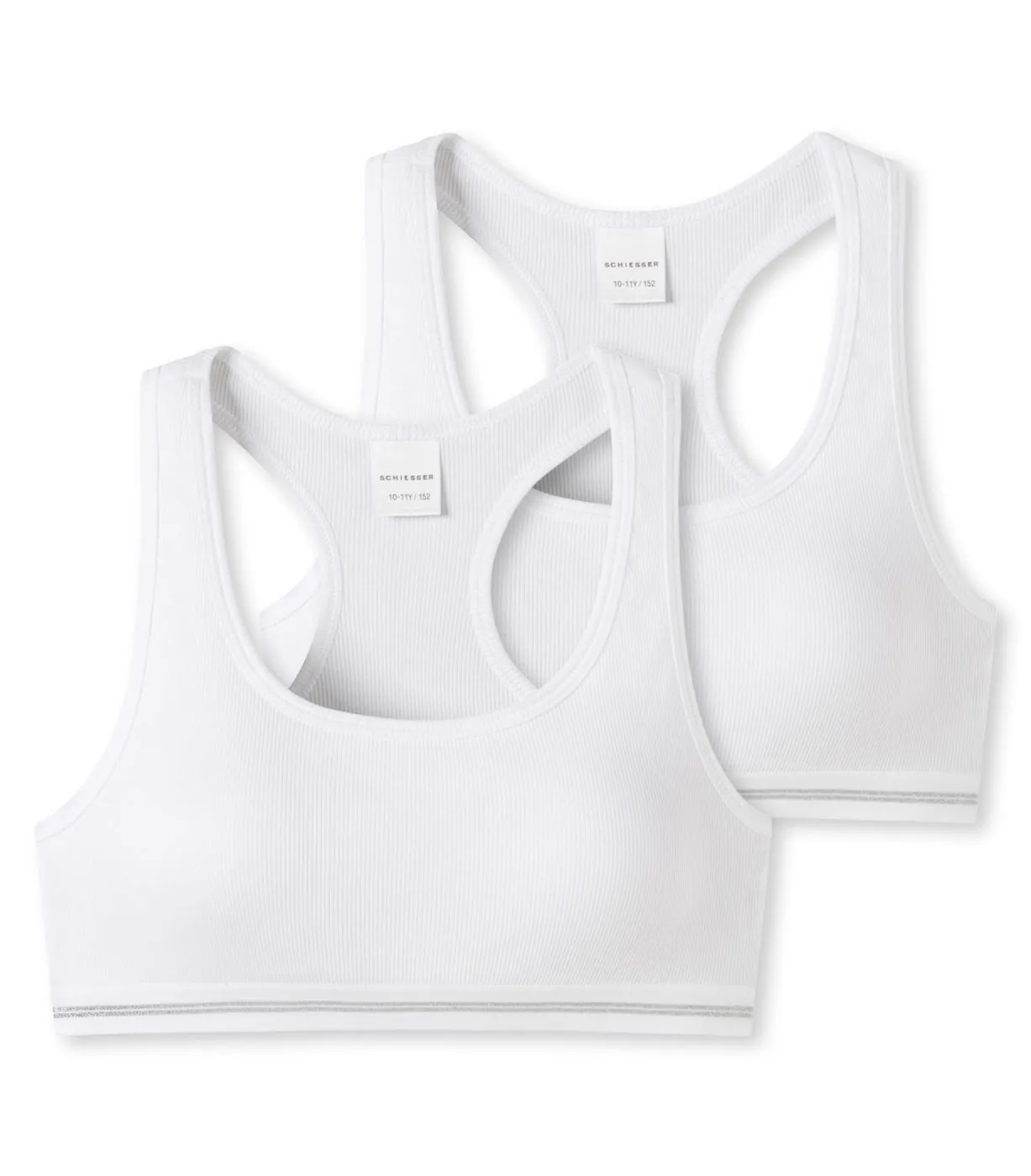 SCHIESSER Mädchen Bustier Long Life Rib Doppelpack - Weiß