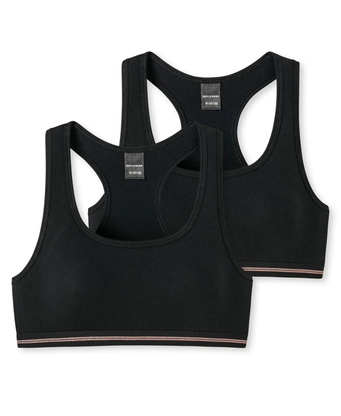 SCHIESSER Mädchen Bustier Doppelpack Long Life Rib - Schwarz