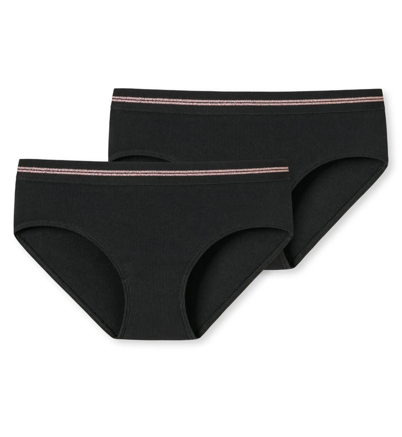 SCHIESSER Mädchen Panties Long Life Rib 2er-Pack - Schwarz