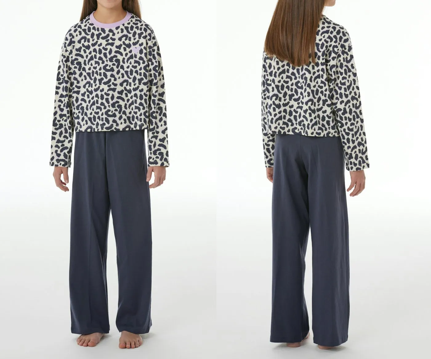 SCHIESSER Mädchen Schlafanzug lang Nightwear Leo - Weiß